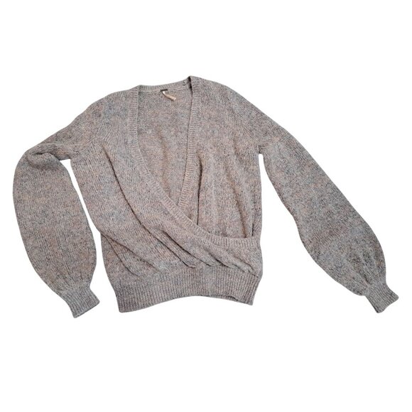 Free People Sweaters - Free People Womens Wrap Knit Sweater Small Beige Bell Sleeve